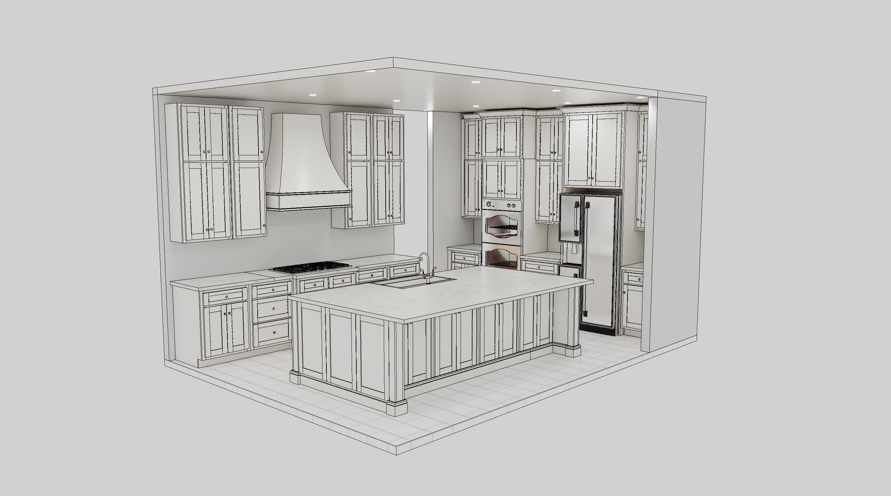 User supplied perspective reference of the L-shaped kitchen